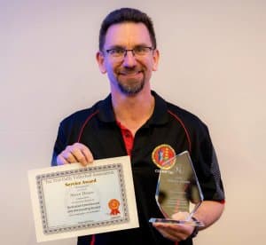 Steve Druce receiving the Diamond Service Award (2021)